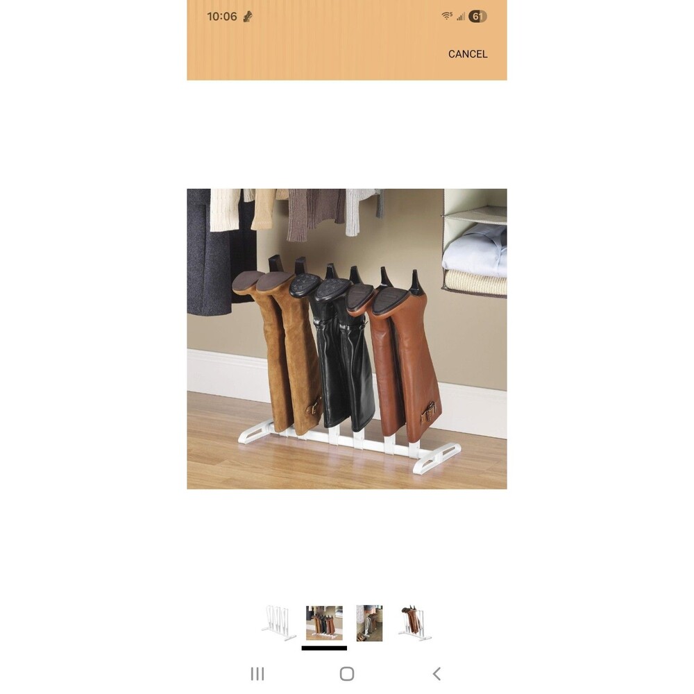 Whitmor 3 Pair Boot Rack - Adjustable Heavy Duty Frame - White